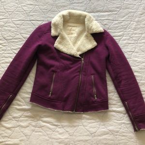 Fleece lined purple Moto jacket